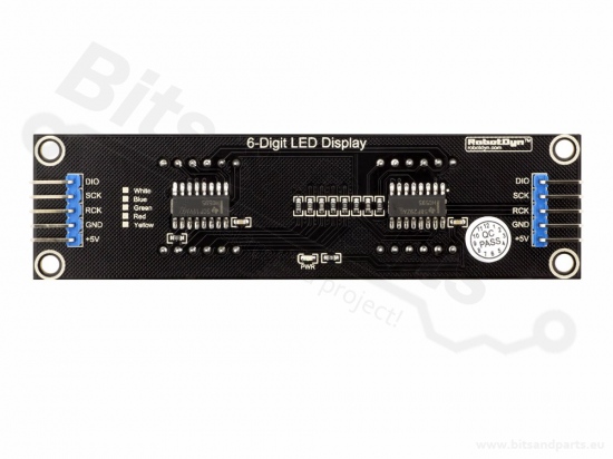Digit display 6-Digit 7-segments 74HC595 blue - 75x19mm 